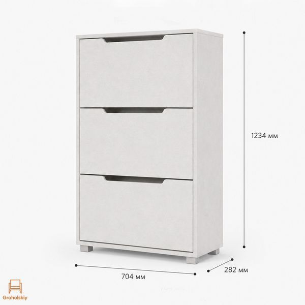 Тумба для обуви с ящиками LION ТО-2 70,4x28,2х123,4 см Дуб Крафт Белый (LION-045332)