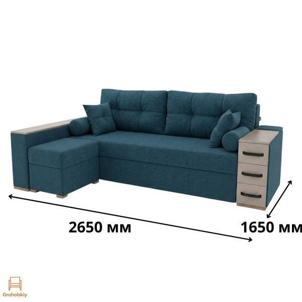 Угловой ортопедический диван Мекко Cube Shuttle NOVO 2650*1650 Bonel Standart Hard Plus I категория Riviera 063 (MEK-161467)
