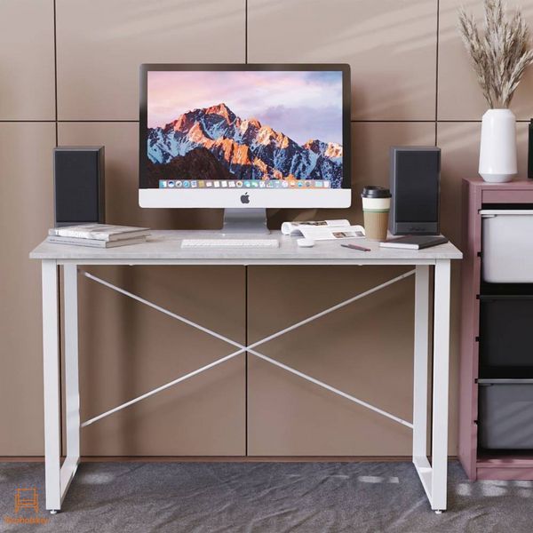 Стол письменный Дейв Ferrum-decor 750x1000x600 Белый металл ДСП Бетон 16 мм (FRD-106435)