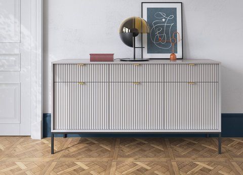 Комод Perfect Home Новая/Nova 3-дверный с 3 ящиками и черными ножками KSZ154 Серый (PFH-091242)