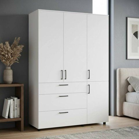 Шкаф для одежды Doros Торн Белый 3 ДСП/3Ш (штанга) 135х51.6х200 (DRS-012057)
