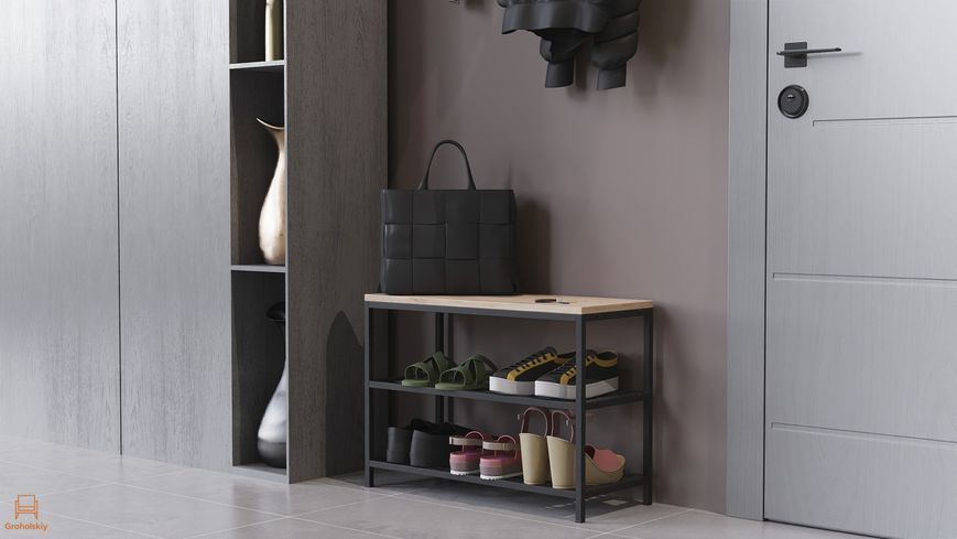 Банкетка универсальная Ferrum-decor Слайм 45x63x26 черный ДСП Дуб Сан-Марино 16мм (FRD-104071)