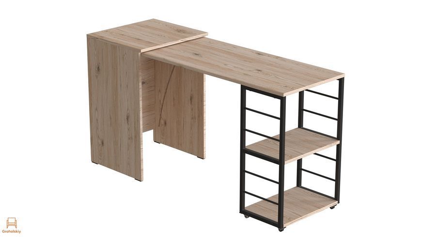 Стіл-тумба трансформер Смарт 2/1 Ferrum-decor 750x1450x500 Чорний метал ДСП Дуб Сан-Марино 16 мм (FRD-105096)