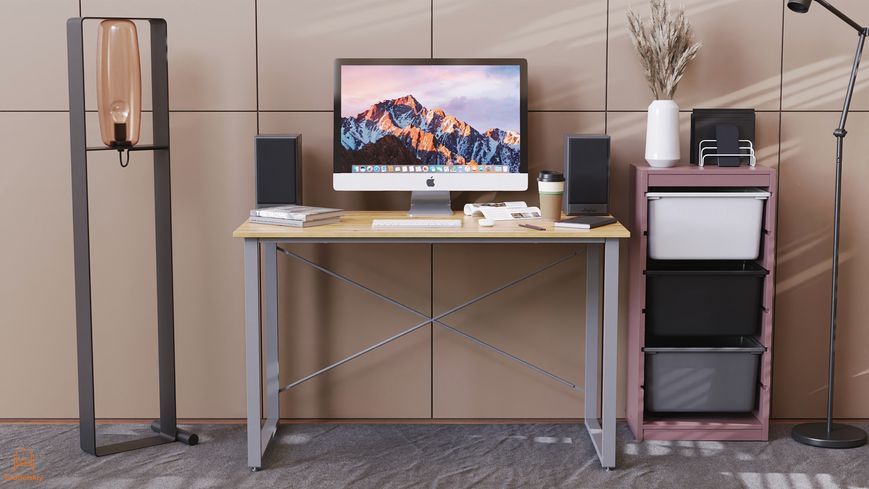 Комп'ютерний стіл Ferrum-decor Дейв 75x140x70 сірий ДСП Дуб Артизан 32 мм (FRD-107058)