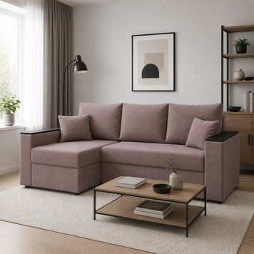 Угловой ортопедический диван Мекко Senator 2500x1500 Lux II категория Allure Premium Rose (MEK-161738)