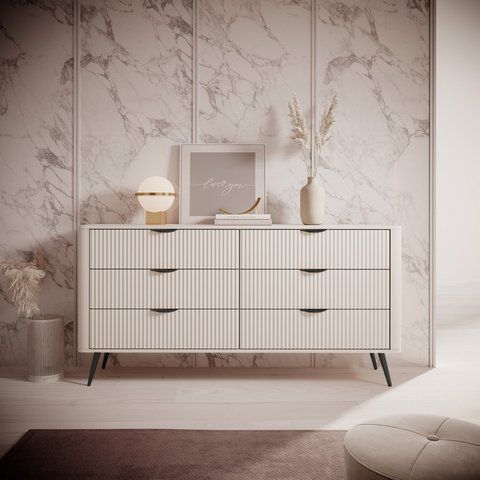 Комод Perfect Home Ланте/Lante с 6 ящиками и черными ножками 6S/163 Беж (PFH-091174)