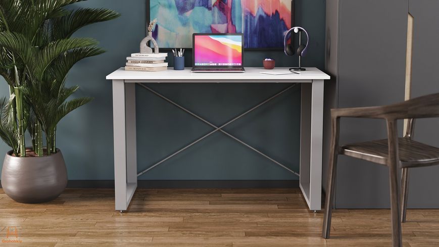 Письмовий стіл Ferrum-decor Драйв 750x1200x700 Сірий метал ДСП Біле 16 мм (FRD-103178)