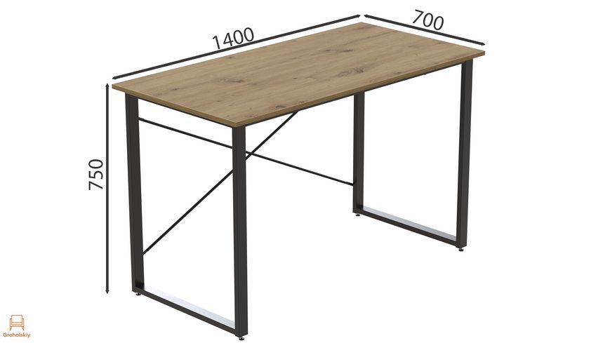 Компьютерный стол Ferrum-decor Дейв 75x140x70 черный ДСП Дуб Артизан 32мм (FRD-107060)