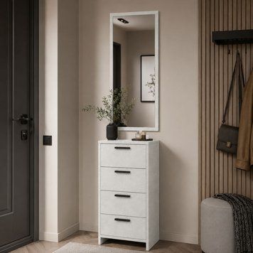 Тумба для обуви с зеркалом LION Тахо 40х34х200 см Бетон Style (LION-045561)