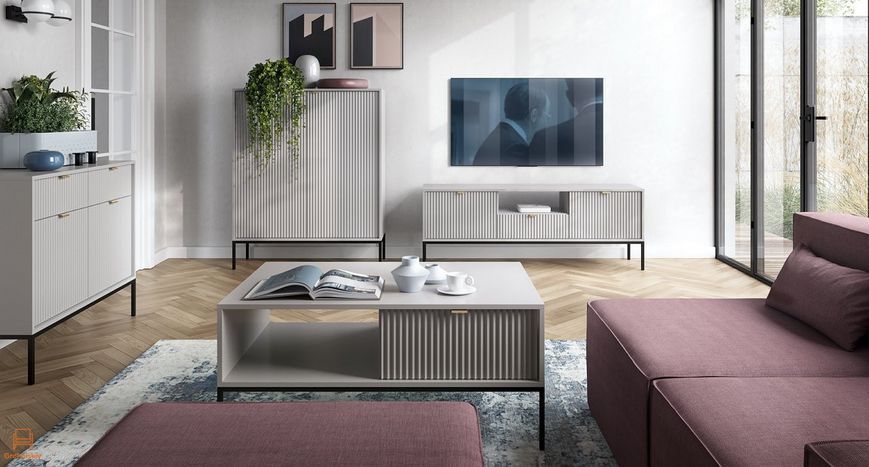 Комод высокий Perfect Home Новая/Nova 2-дверный с черными ножками K104 Серый (PFH-091234)