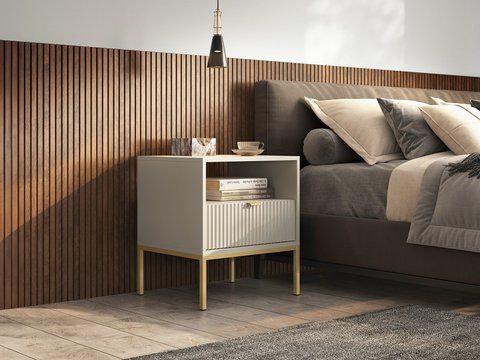 Тумба приліжкова Perfect Home Нова / Nova з 1 шухлядою і золотими ніжками S54 Кашемір (PFH-091255)
