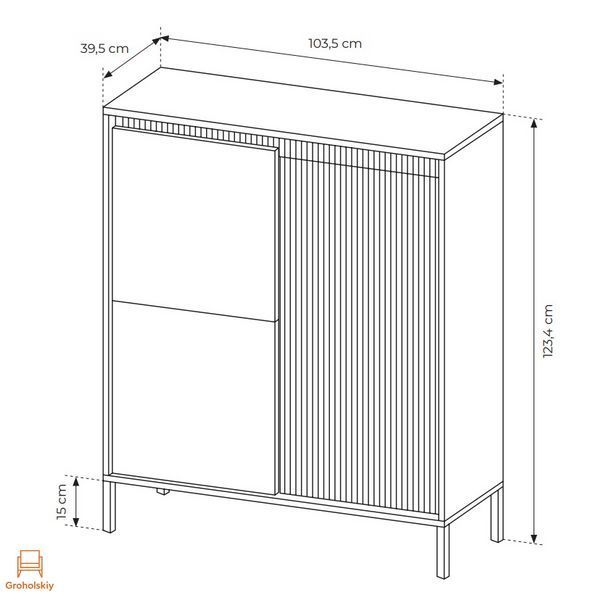 Комод высокий Perfect Home Сенсо / Senso 3-дверный 3D Черный (PFH-091134)