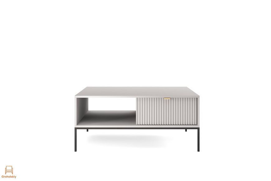 Стол журнальный Perfect Home Новая/Nova с 2 ящиками и черными ножками L104 Серый (PFH-091250)