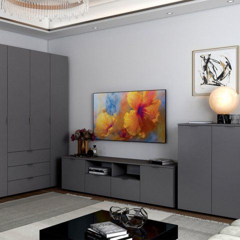 Тумба під ТВ Doros Рон 4 180х38х50 см Графіт (DRS-011299)