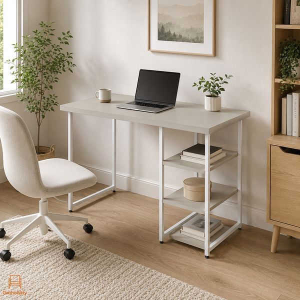Стол письменный Кевин Ferrum-decor 75x100x60 Белый металл ДСП Кашемир 32 мм (FRD-108121)