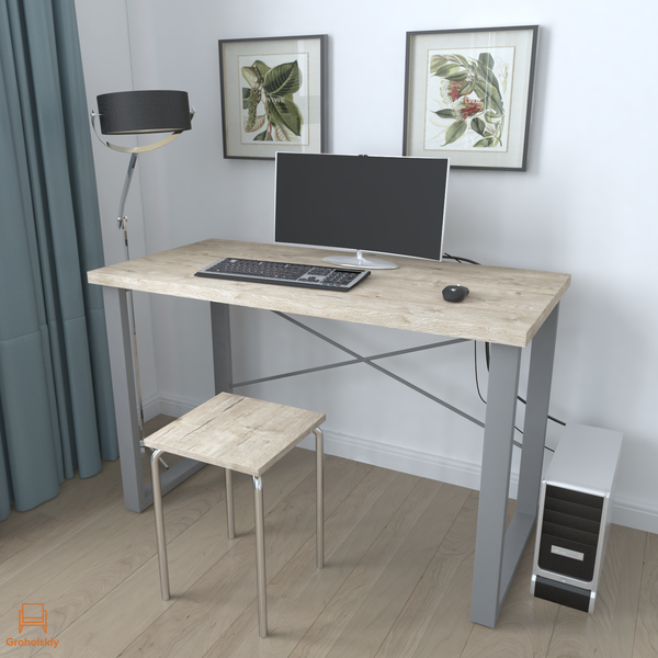 Письмовий стіл Ferrum-decor Драйв 750x1200x600 Сірий метал ДСП Дуб Сан-Марино 32 мм (FRD-103325)