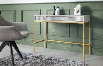 Стол туалетный Perfect Home Новая/Nova с 2 ящиками и золотыми ножками T104 Серый (PFH-091269)