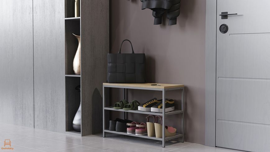 Банкетка универсальная Ferrum-decor Слайм 45x63x26 серый ДСП Дуб Сонома 16мм (FRD-104082)