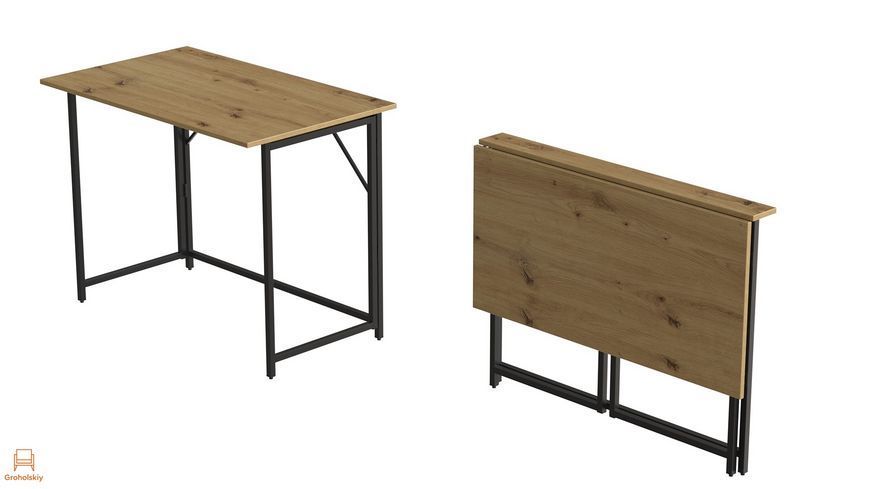 Стіл розкладний Моріс 900 Ferrum-decor 750x900x500 Чорний метал ДСП Дуб Артизан 16 мм (FRD-107316)