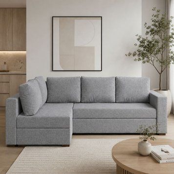 Угловой ортопедический диван Мекко Lincoln 2400*1500 Pocket Spring Cocos III категория Austin 18 Grey (MEK-161282)