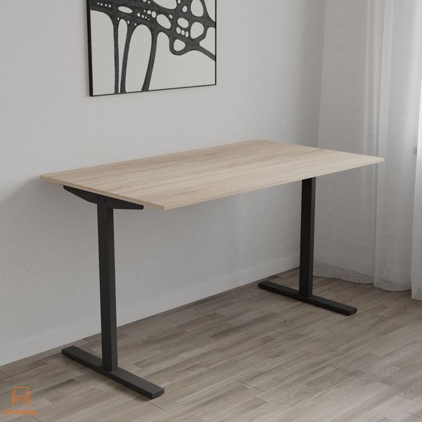 Стол письменный Space Ferrum-decor 750x1400x600 Черный металл ДСП Дуб Сонома 16 мм (FRD-107955)