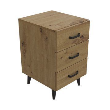 Тумба Віва 3 на конусних ніжках Ferrum-decor 56,5x35x40 Чорний метал ДСП Дуб Артизан 16 мм (FRD-106824), Дуб артизан