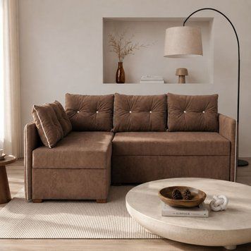 Угловой диван ортопедический Мекко Meet 2080х1430 Bonel Standart Hard Plus II категория Allure Premium Nut (MEK-161193)