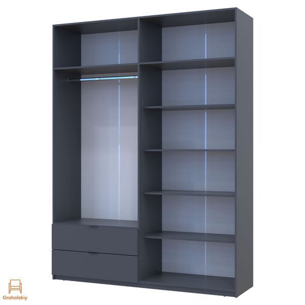 Шафа розпашна с антресолью Doros Лукас 180х50х240 см Графіт (DRS-011192)