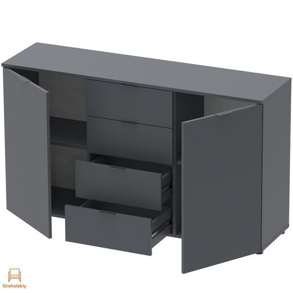 Комод у спальню Doros Рон 5 140х38х81 см Графіт (DRS-011301)