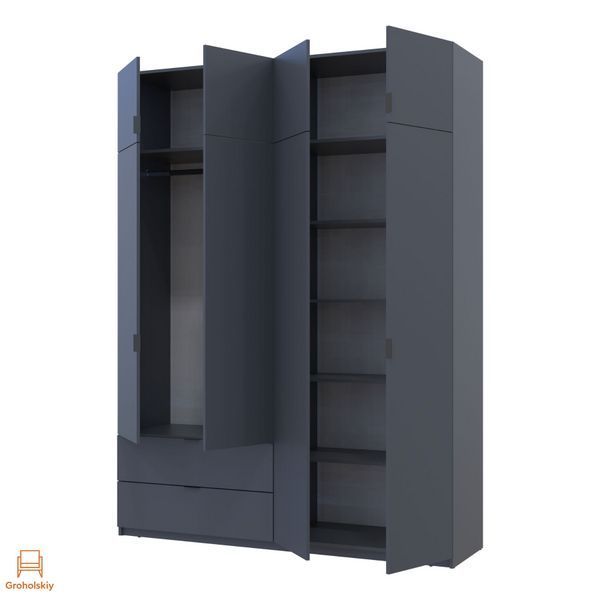Шафа розпашна с антресолью Doros Лукас 180х50х240 см Графіт (DRS-011192)