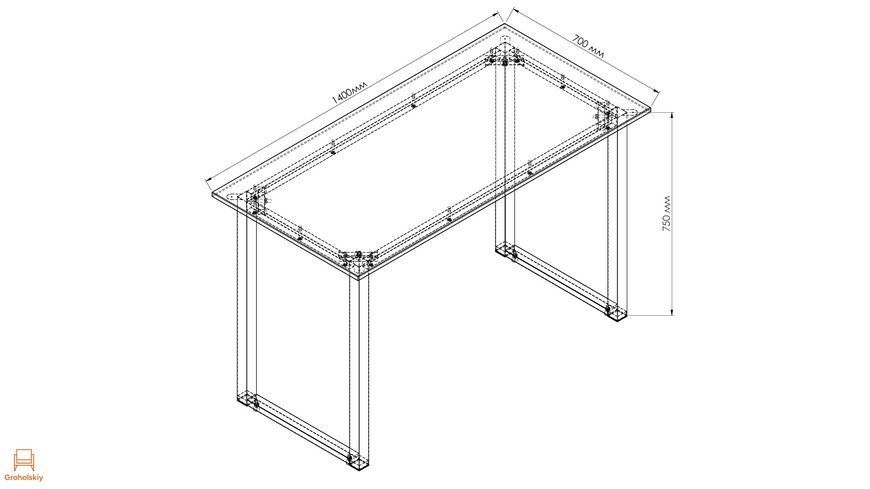 Стіл письмовий Кнап 2 Ferrum-decor 750x1400x700 Чорний метал ДСП Білий 16 мм (FRD-106426)