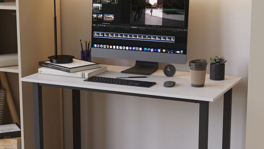 Стіл письмовий Кнап 2 Ferrum-decor 750x1400x700 Чорний метал ДСП Білий 16 мм (FRD-106426)