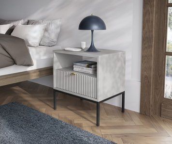 Тумба прикроватная Perfect Home Новая/Nova с 1 ящиком и черными ножками S54 Серый (PFH-091258)