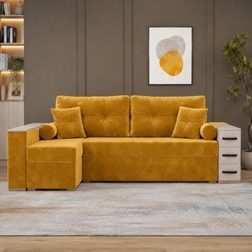 Угловой ортопедический диван Мекко Cube Shuttle NOVO 2650*1650 Pocket Spring Cocos II категория Allure Premium Yellow (MEK-161478)