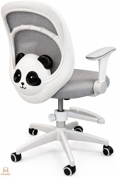 Кресло вращающееся детское с подставкой для ног PERFECT KIDS PANDA GRAY Perfect Home Серый (PFH-092110)
