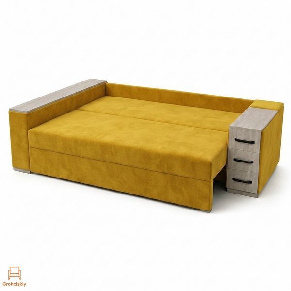 Угловой ортопедический диван Мекко Cube Shuttle NOVO 2650*1650 Pocket Spring Cocos II категория Allure Premium Yellow (MEK-161478)