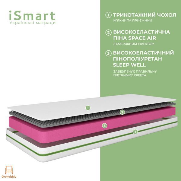 Матрас ортопедический ТМ Ismart Koala Solo 90х200 см безпружинный (ISM-051118)