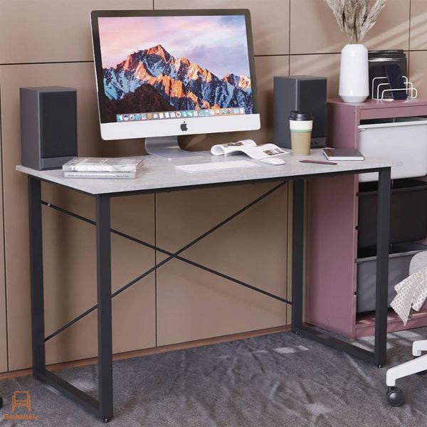 Стол письменный Дейв Ferrum-decor 750x1400x600 Черный металл ДСП Бетон 32 мм (FRD-106449)
