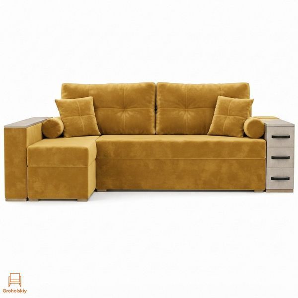 Угловой ортопедический диван Мекко Cube Shuttle NOVO 2650*1650 Pocket Spring Cocos II категория Allure Premium Yellow (MEK-161478)