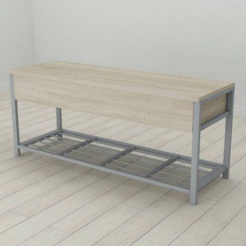 Банкетка з ящиком Ferrum-decor Дрейк 1 550x1000x400 метал Сірий ДСП Сонома 16 мм (FRD-103062), Дуб сонома
