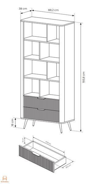 Стеллаж Perfect Home Ланте/Lante 2S с 2 ящиками и золотыми ножками Беж (PFH-091103)