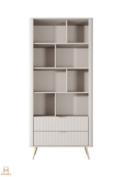 Стеллаж Perfect Home Ланте/Lante 2S с 2 ящиками и золотыми ножками Беж (PFH-091103)