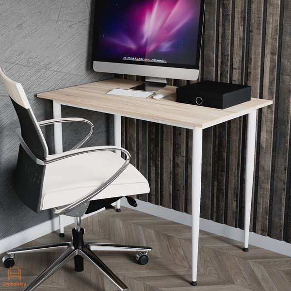 Стол универсальный Prime Ferrum-decor 750x1200x700 Белый металл ДСП Дуб Сонома 16 мм (FRD-107726)