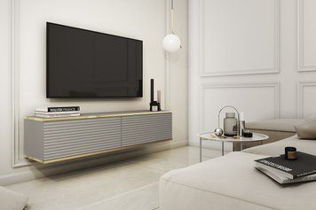 Тумба під телевізор навісна Perfect Home Оро / Oro 2-дверна RTV135 MDF Сірий (PFH-091357)
