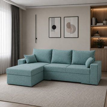 Угловой ортопедический диван Мекко Epoh 3000&times;1800 Bonel Standart Hard Plus IV категория Bestseller Pale Aqua (MEK-161602)