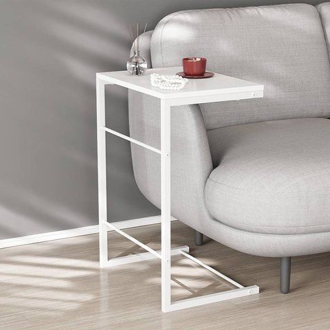 Столик приставний Террі Ferrum-decor 650x440x330 Білий метал ДСП Біле 16 мм (FRD-104655)