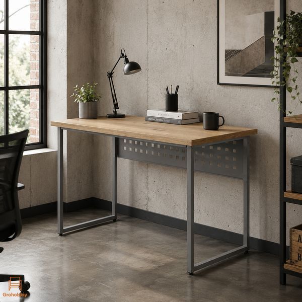 Стол письменный Майк Ferrum-decor 75x100x60 Серый металл ДСП Дуб Евок Прибрежный 32 мм (FRD-108230)