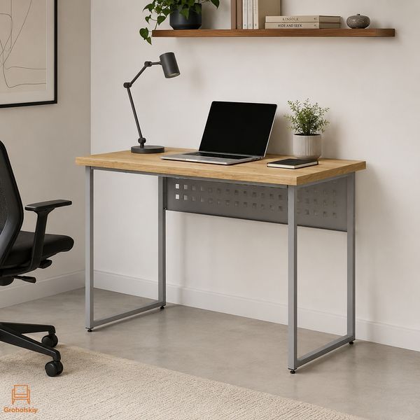 Стол письменный Майк Ferrum-decor 75x100x60 Серый металл ДСП Дуб Евок Прибрежный 32 мм (FRD-108230)