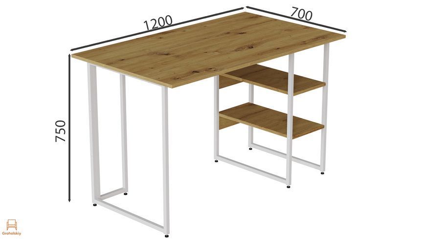 Комп'ютерний стіл Ferrum-decor Кевін 75x120x70 білий ДСП Дуб Артизан 32 мм (FRD-107223)
