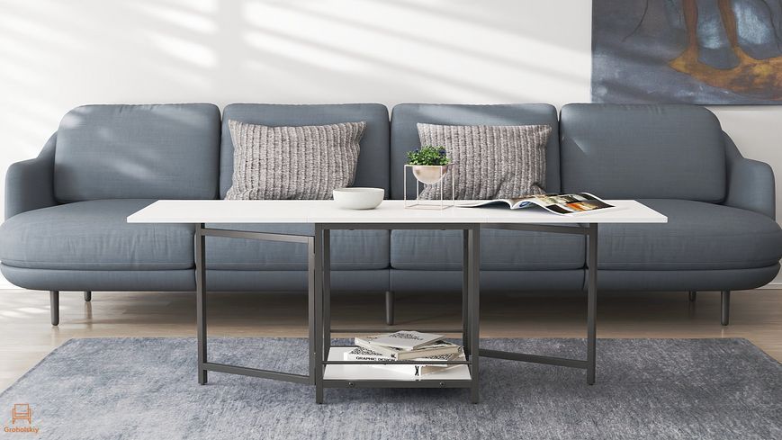 Стол журнальный трансформер Куб Комбо Ferrum-decor 540x532x500 Черный металл ДСП Белое 16 мм (FRD-105150)